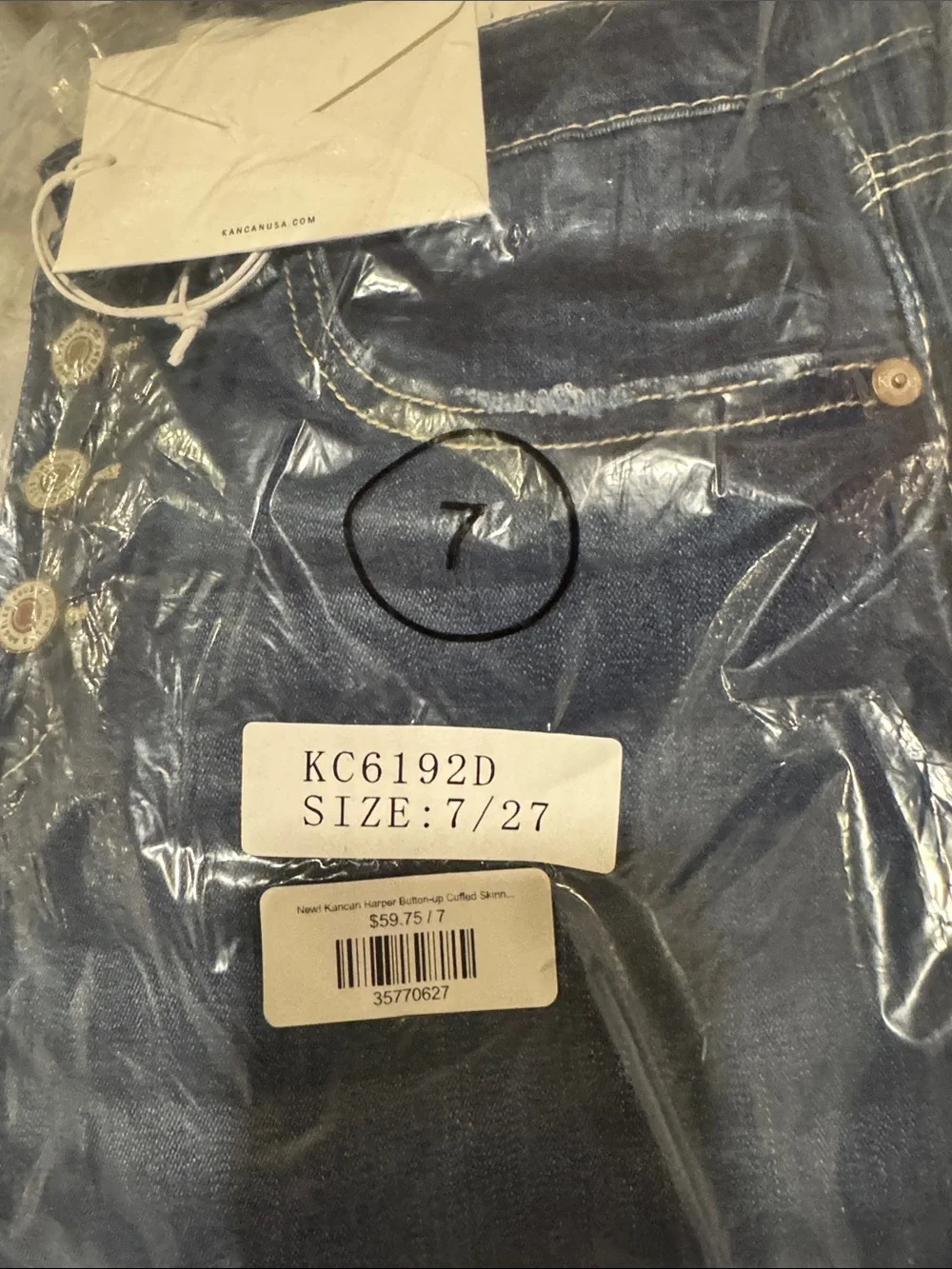 KanCan Dark Blue High-Rise Button-Fly Women's Jeans